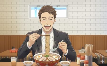 飲み過ぎた翌日、朝を抜いた反動で昼にドカ食いしてしまいがちな40代男性の様子|体重が戻らなくなる典型例